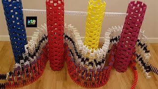 45 minutes of domino toppling with NO MUSIC  Domino ASMR [upl. by Jeanie369]