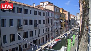 🔴 Venice Italy Live WebCam  The View on Canal from Hotel Pausania [upl. by Atihcnoc]