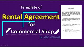 Tenancy Agreement format for commercial shop  Rental agreement for business property in ms word [upl. by Kcirrag]