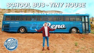 DIY SCHOOL BUS TINY HOUSE CONVERSION EP 1  MODERN BUILDS [upl. by Stokes28]