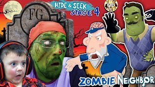 ZOMBIE HIDE n SEEK FGTEEV Hello Neighbor Stage 4 BRAINZZZZ Gameplay  Skit [upl. by Theona]