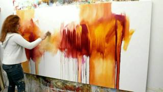 Abstract acrylic painting Demo  Abstrakte Malerei quotFlüsterzeitquot by ZacherFinet [upl. by Yejus]