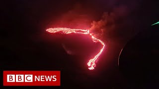 Icelandic volcano erupts near Reykjavik  BBC News [upl. by Halli734]