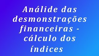 Análise das demonstrações financeiras  cálculo de índices [upl. by Siesser]