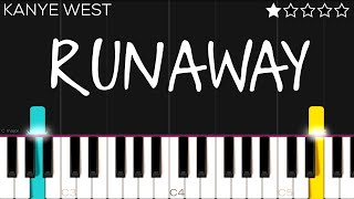 Kanye West  Runaway ft Plusha T  EASY Piano Tutorial [upl. by Ahsaetal306]