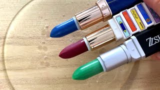 Lipstick slimeMakeup slimeSatisfying slime coloring with lipstickamplip balm ASMR [upl. by Enaira284]