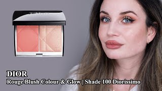 DIOR  Rouge Blush Colour amp Glow  Shade 100 Diorissimo  Makeup Review [upl. by Enhpad]