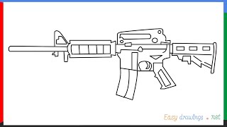 How to draw M4A1 step by step for beginners [upl. by Kendrick]