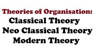 01 What is theory of organisation  Classical theory  Neo classical theory  Modern Theory [upl. by Frederique539]