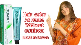 Hair Dye at home  Bremod hair color 7n  natural brown color aroojsherry [upl. by Broderic]