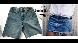 DIY Denim Skirt From Jeans [upl. by Arral369]