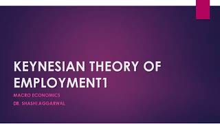 KEYNESIAN THEORY OF EMPLOYMENT 1 MACRO ECONOMICS [upl. by Grindlay]