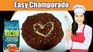 Easy Champorado Recipe Filipino Sweet Chocolate Rice Porridge  Ricoa Cocoa [upl. by Nolly]