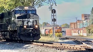 2 Trains Approach RR Diamond At Same Time See What Happens Next Logansport Indiana Trains TPampW [upl. by Barger]