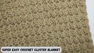 Super Easy Crochet Cluster Blanket One Row Repeat Pattern [upl. by Joslyn516]