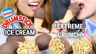 ASMR EATING ICE CREAM CONES NESTLE DRUMSTICKS EXTREME CRUNCH MUKBANG [upl. by Vashtee486]