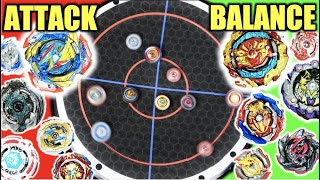 ALL ATTACK BEYBLADES vs ALL BALANCE BEYBLADES [upl. by Gonroff]