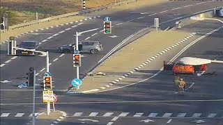 Ambush at intersection near Sderot during Hamas attack in Israel  Traffic cam video [upl. by Nillor178]