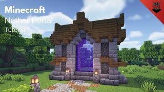 Minecraft How to Build a Medieval Nether Portal  Nether Portal Design Tutorial [upl. by Vasya]