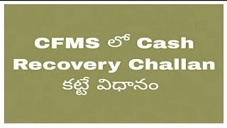 Cash Recovery Challan in CFMS [upl. by Vasiliu257]