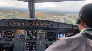 Live from cockpit 6  A320 Landing VVPK Pleiku Airport  Cockpit view [upl. by Ennayehc]