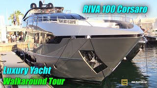 2019 Riva 100 Corsaro Luxury Yacht  Deck and Interior Walkaround  2018 Cannes Yachting Festival [upl. by Haonam]