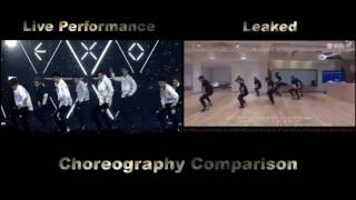 EXOLotto LouderChoreography Comparison Live Performance VS Leaked [upl. by Ellek]