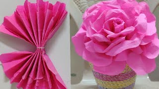 DIY Giant paper flower tutorial in lockdown with Crepe paper HandmadeEasy and SimplePapersai arts [upl. by Lairea]