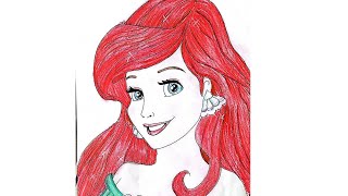 How to draw Disney Princess Ariel  step by step for beginners very easy [upl. by Melisande]