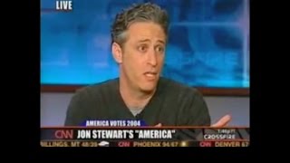 Jon Stewart on Crossfire with Tucker Carlson  October 15 2004 [upl. by Naujed]