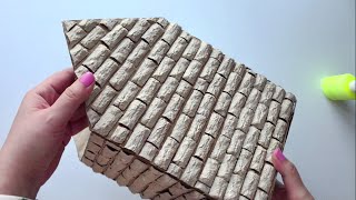 DIY Miniature House with bricks  Cardboard idea  Paper craft tutorial [upl. by Keene637]