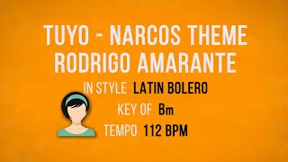 Tuyo – Narcos Theme – Rodrigo Amarante  Karaoke Female Backing Track [upl. by Urina]