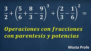 Operaciones Combinadas Suma Resta de Fracciones Números Racionales con Potencias Paréntesis 17 [upl. by Oira]