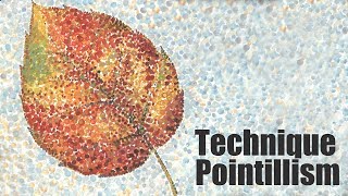 Speed Painting  Technique Pointillism  Autumn leaf  Gouache  IOTN [upl. by Hall]