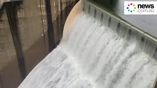 Sydney’s Warragamba Dam has reached capacity and begun spilling after heavy rain [upl. by Sileray]