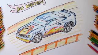 How To Draw a Fast Car HOT WHEELS I Coloring for Boys Kids [upl. by Alleusnoc]