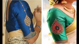 Latest Blouse Designs For Pattu Sarees Images Embroidery Work Blouse Design  Maggam Work  Aari [upl. by Kaleena]