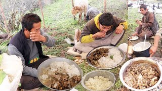 Lamb meat at shepherd dinner in the jungle [upl. by Teews441]