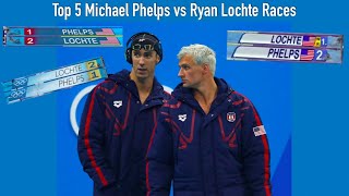 Michael Phelps vs Ryan Lochte Top 5 Races [upl. by Llerrud]