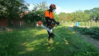 Stihl FS 460 C EM Cutting grass around garden [upl. by Euridice842]