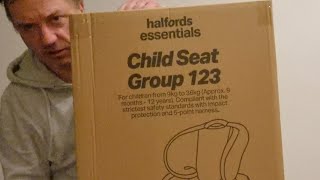 Halfords essential Child Seat Group 123 Unboxing and assembly In 4K [upl. by Amalbena641]