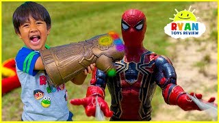 Marvel Avengers Superhero Toys Helps Ryan take back the Gauntlet from Thanos [upl. by Ogeid536]