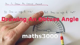 Obtuse Angles How To Draw An Obtuse Angle With A Protractor And Ruler Angle Between 90 amp 180 [upl. by Jemine]