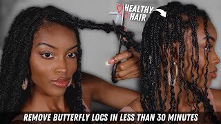 EASIEST WAY TO TAKE OUT YOUR BUTTERFLY LOCS less than 30 min  Slim Reshae [upl. by Baalman]