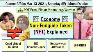 Nonfungible Token NFTMrunals Daily Current AffairsMarch132021Quad virtual SummitLOU OTTENS [upl. by Ahtilat]