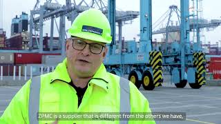 Automated straddle carrier gets tested at APM Terminals Aarhus [upl. by Eastlake798]