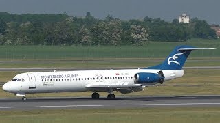 Montenegro Airlines Fokker 100 landing at Vienna Airport  4OAOM [upl. by Nillor]