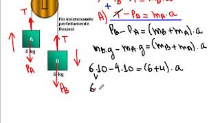 Cálculo da Aceleração e Tensão envolvendo polias  Máquina de Atwood [upl. by Idnal]