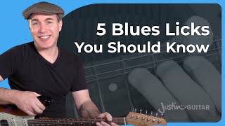 5 Blues Guitar Licks from Minor Pentatonic Scales [upl. by Ulrikaumeko462]