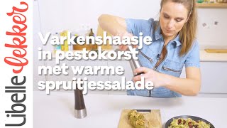 Klaar in 30 minuten varkenshaasje in pestokorst met warme spruitjessalade [upl. by Selemas]